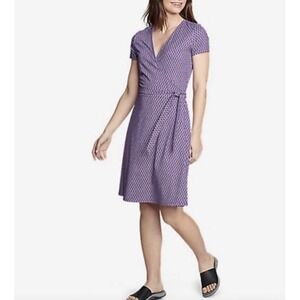 Eddie Bauer Aster Wrap Dress Amethyst Women's Petite Small Hiking Travel‎ NWT